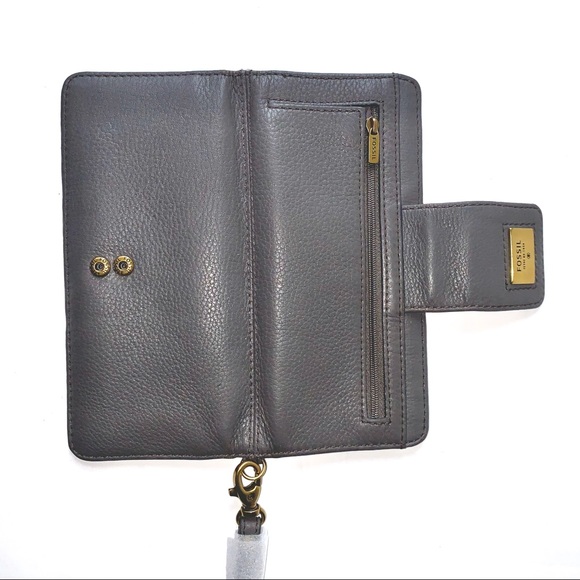 FOSSIL WALLET GREY GRAY MADISON BIFOLD LEATHER - Picture 7 of 7
